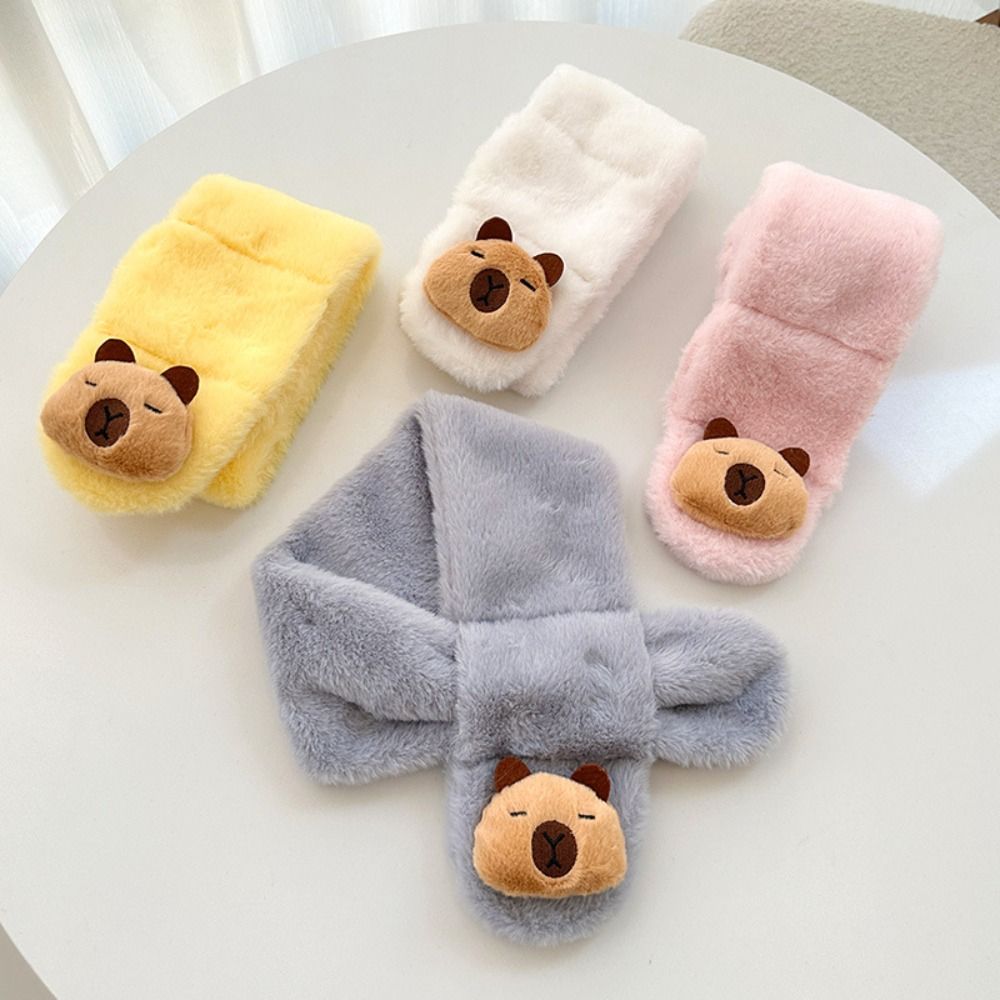 Écharpe croix en peluche pour enfants, foulard Capybara pour garçons et filles, foulard chaud pour la présidence, rond, solide, nouveau, hiver
