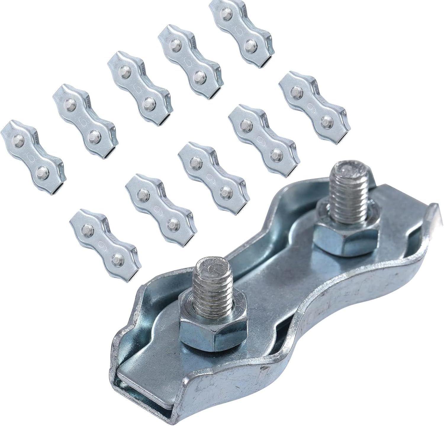 KATSU 10 Pièces 6mm Câble à Pince pour Corde Métallique Boulon Duplex en Acier Pinces pour Fils Duplex Clôture électrique Cordes à Linge 667271