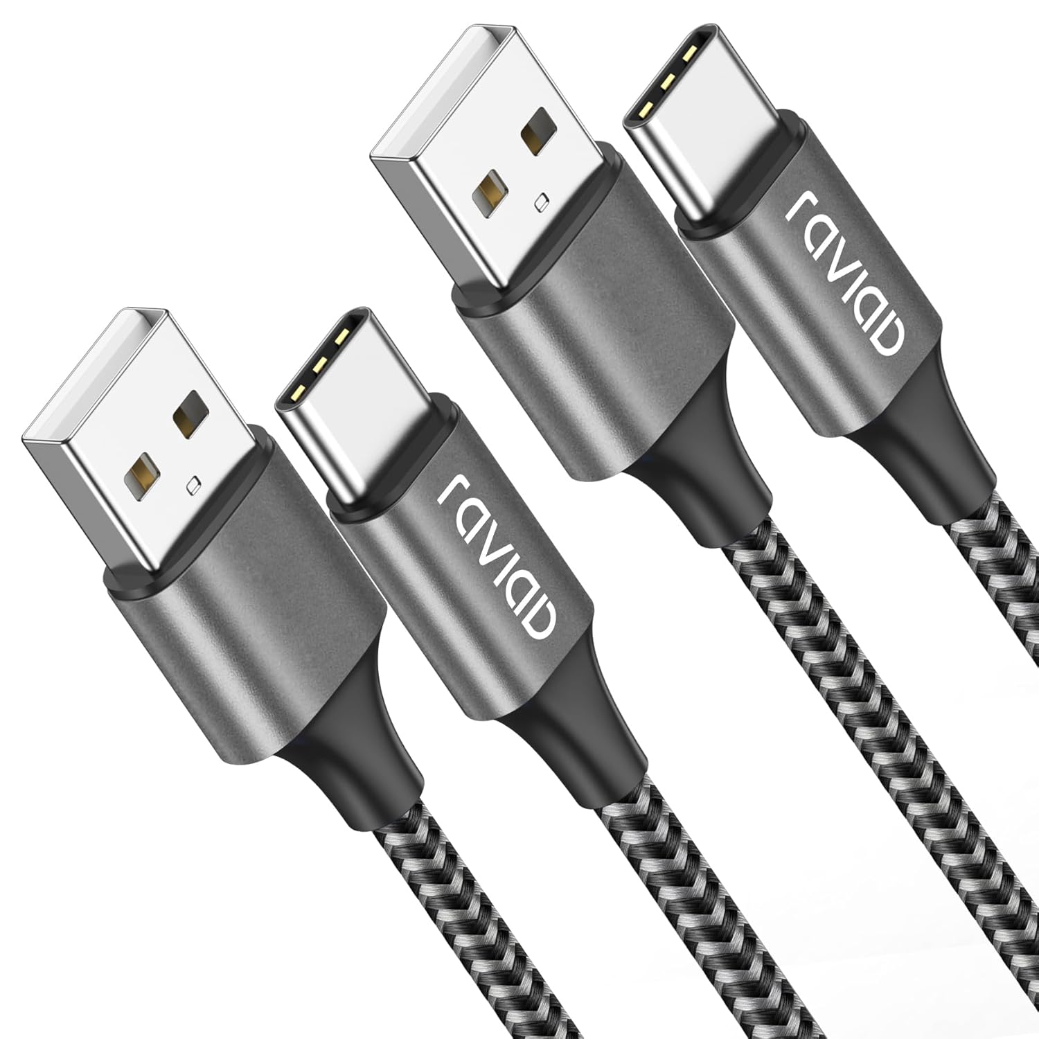 RAVIAD Câble USB C [2M, Lot de 2], Câble USB C Charge Rapide Nylon Tressé Câble Type C 3A Chargeur pour iPhone 17 16 15, Samsung Galaxy S24 S23 S22 S21 S20 S10 S9 S8 A51, Huawei P40 P30, Redmi Note 10