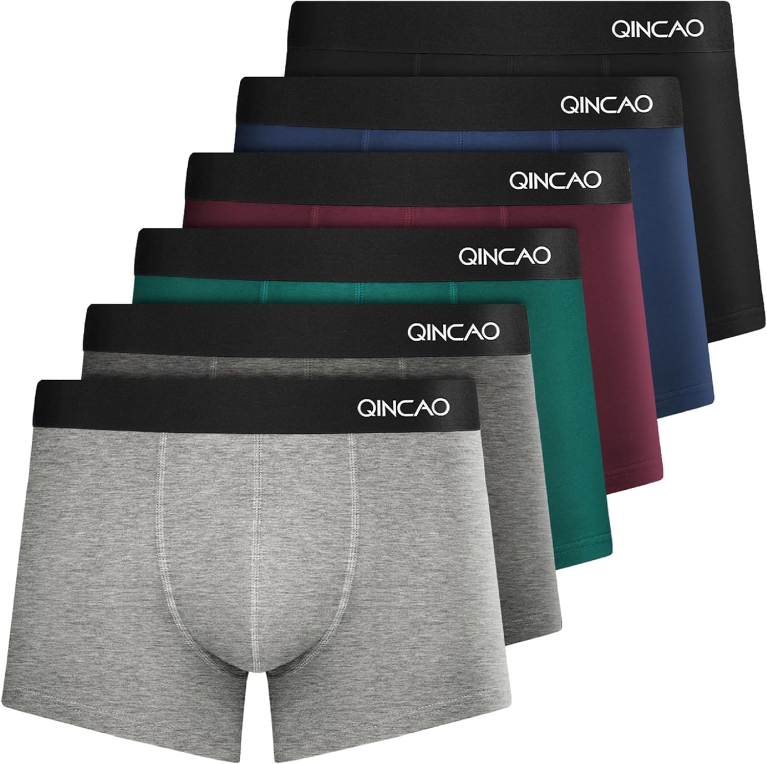 QINCAO Boxers Homme Lot de 6 Coton Pas d'étiquette Qui Gratte sous-vêtement Fitted Trunk Caleçons Ultra Doux Confortale
