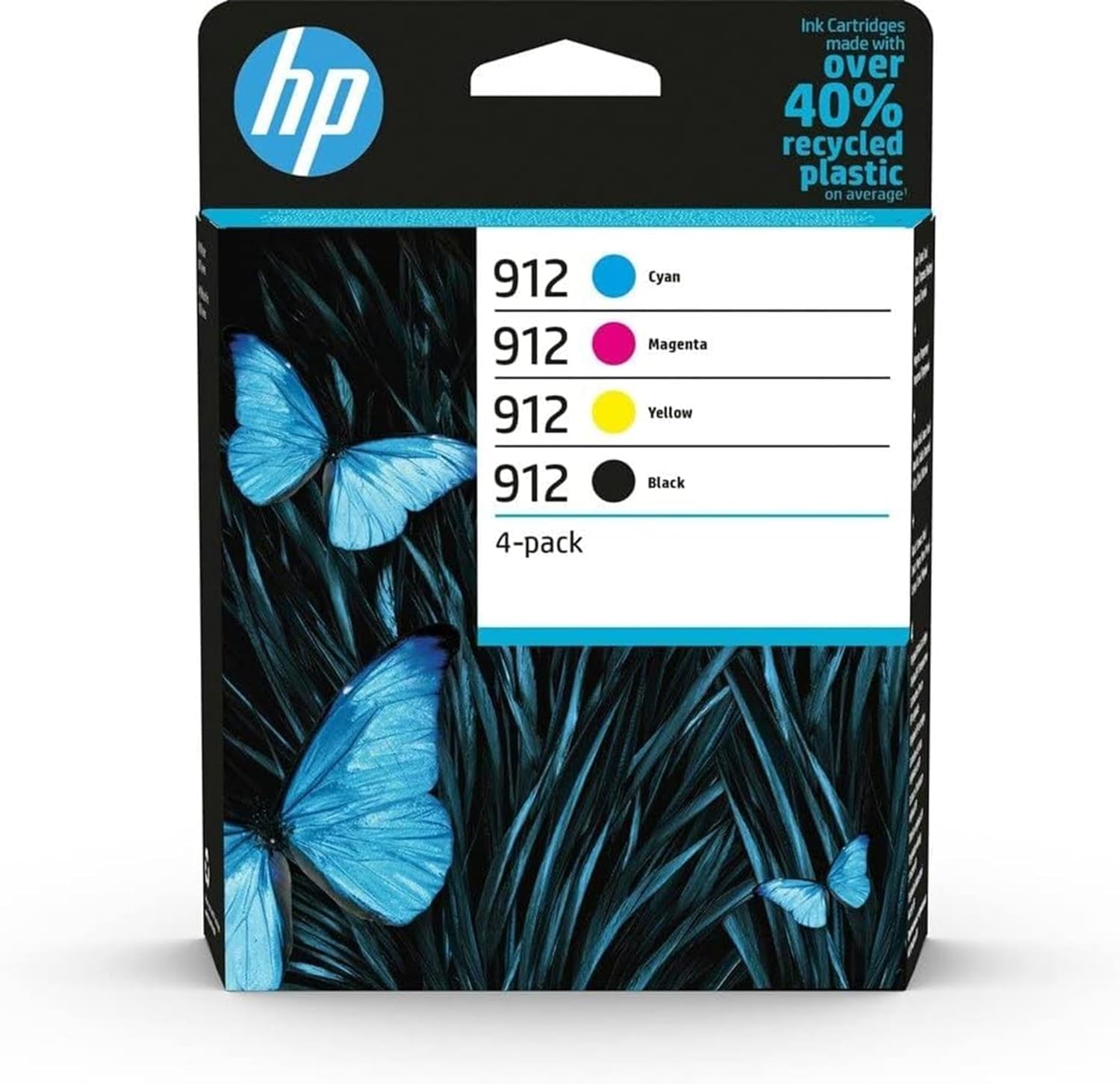 HP 912 CMYK Original Ink Cartridge 912 4-Pack, W125916974 (Cartridge 912 4-Pack Black/Cyan/Magenta/Yellow Original Ink Cartridges, Standard Yield,)