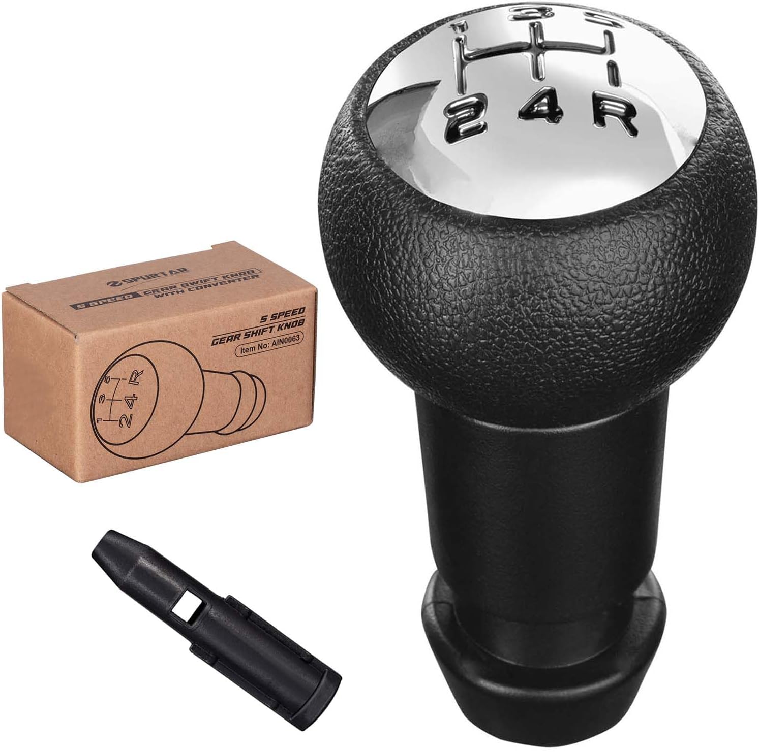 Spurtar Pommeau de levier de vitesses manuel 5 vitesses pour Peugeot 106 107 207 301 306 307 308 407 408 508 3008 1007 / pour CITROEN C2 C3 C4 Picasso - Noir et argent