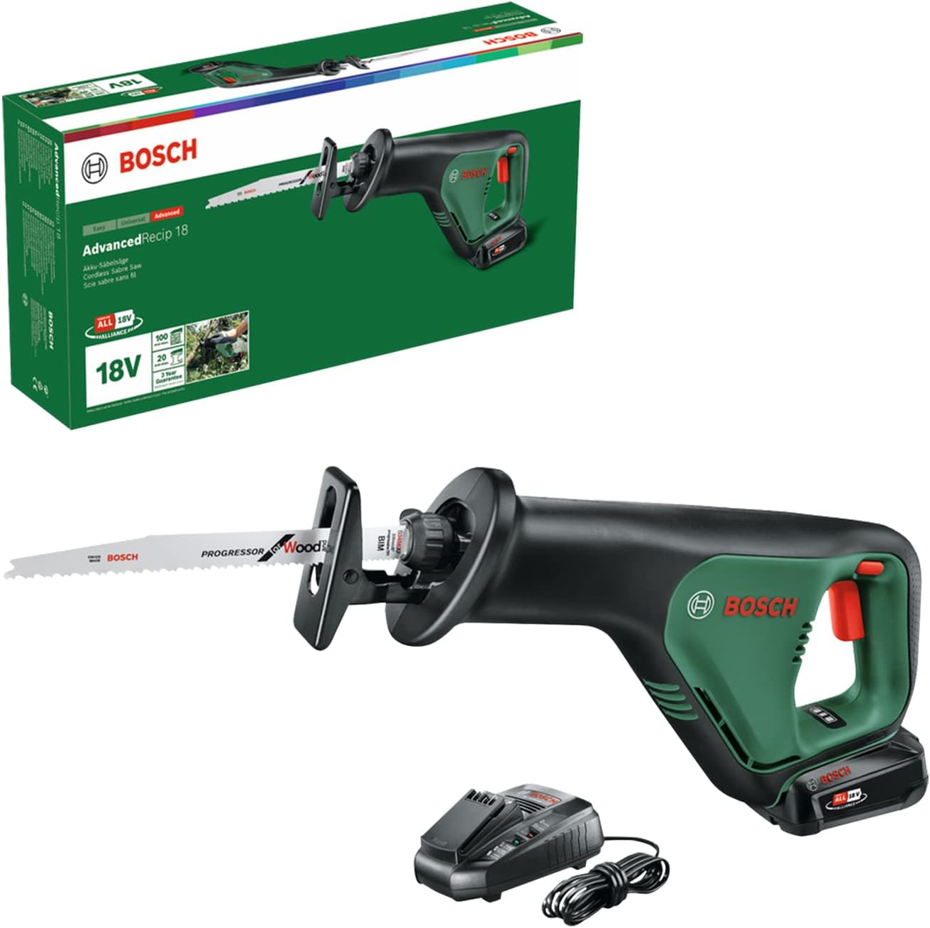 Bosch scie sabre sans fil AdvancedRecip 18 (livré avec 1 batterie 2,5 Ah, système 18 V, dans carton)