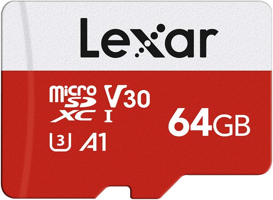 Lexar Carte Micro SD 64 Go, Carte Mémoire Micro SD+ Adaptateur, Microsdxc Carte TF jusqu'à 100 Mo/s, A1, U3, C10, V30, Full HD et 4K UHD pour Caméra, Telephone, Switch