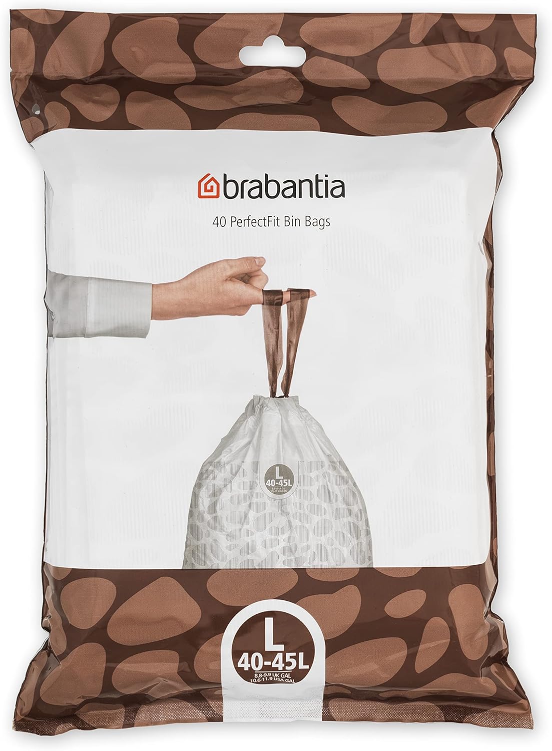 Brabantia Sacs Poubelle PerfectFit (Code L - 40L / 45L), Ultra Résistant, Poignées Coulissantes (40 Sacs)