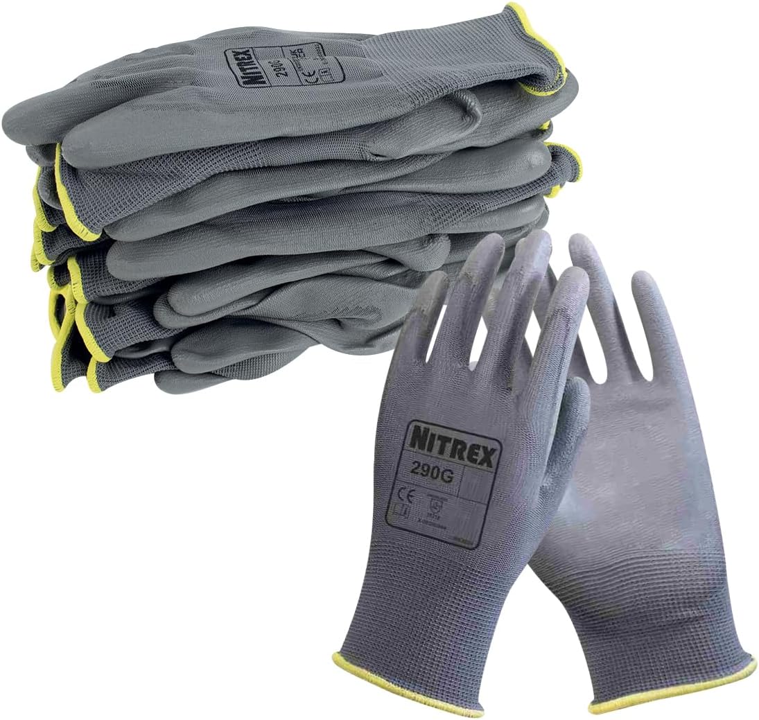 NITREX 290G - 10 paires - Gants de travail et de sécurité avec enduction de la paume en polyuréthane
