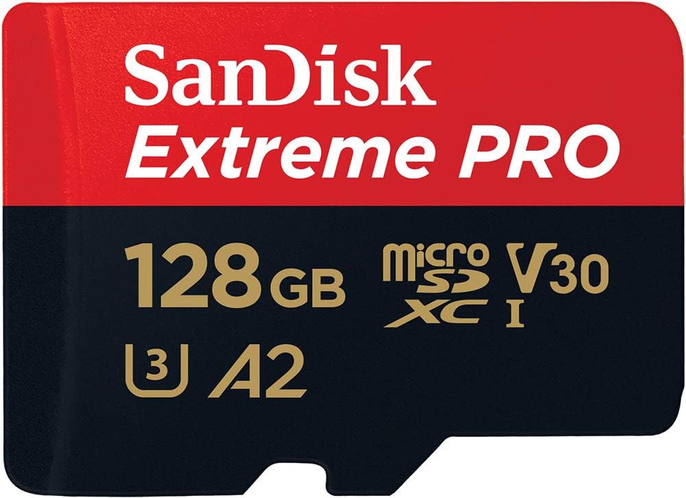 SanDisk 128 Go Extreme PRO microSDXC carte + adaptateur SD + RescuePro Deluxe jusqu'à 200 Mo/s avec des performances applicatives A2 UHS-I Class 10 U3 V30