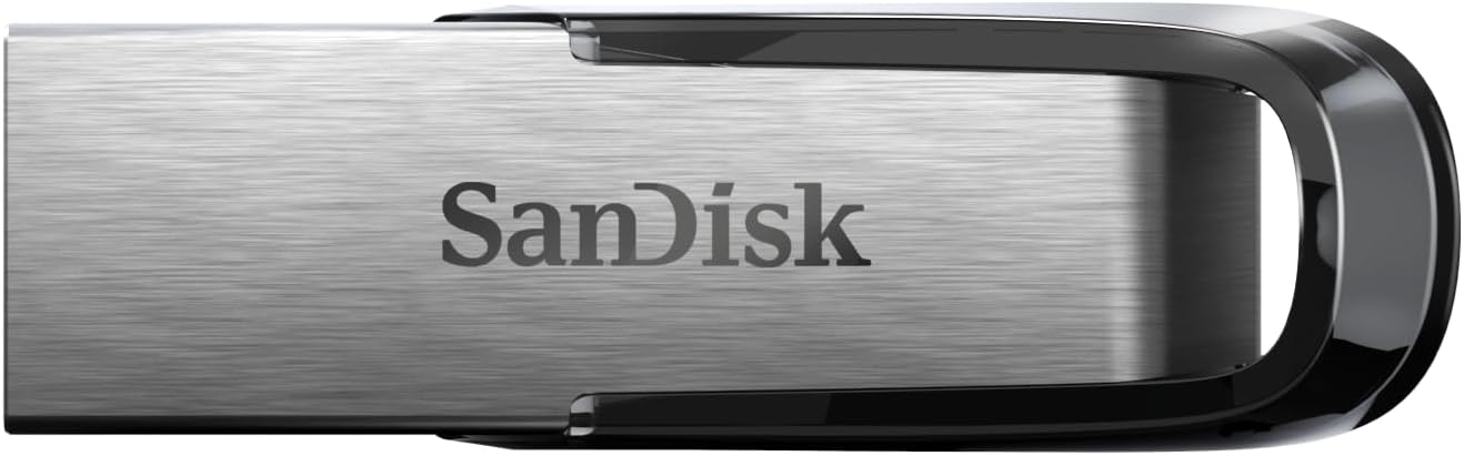 SanDisk Ultra Flair 128 Go Flash Drive (Clé USB, des vitesses allant jusqu'à 150 Mo/s, USB 3.0, Protection par mot de passe, Un boîtier en métal élégant et resistant) Argent/Noir
