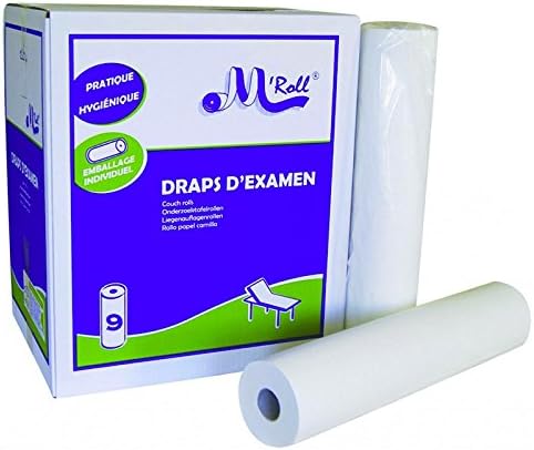 Draps d'examen point à point pure ouate 2x17.5g/m² - Carton de 9 rouleaux - 2 plis - 135 formats 50x35cm - J226PMR- Certifié France Medical Industrie