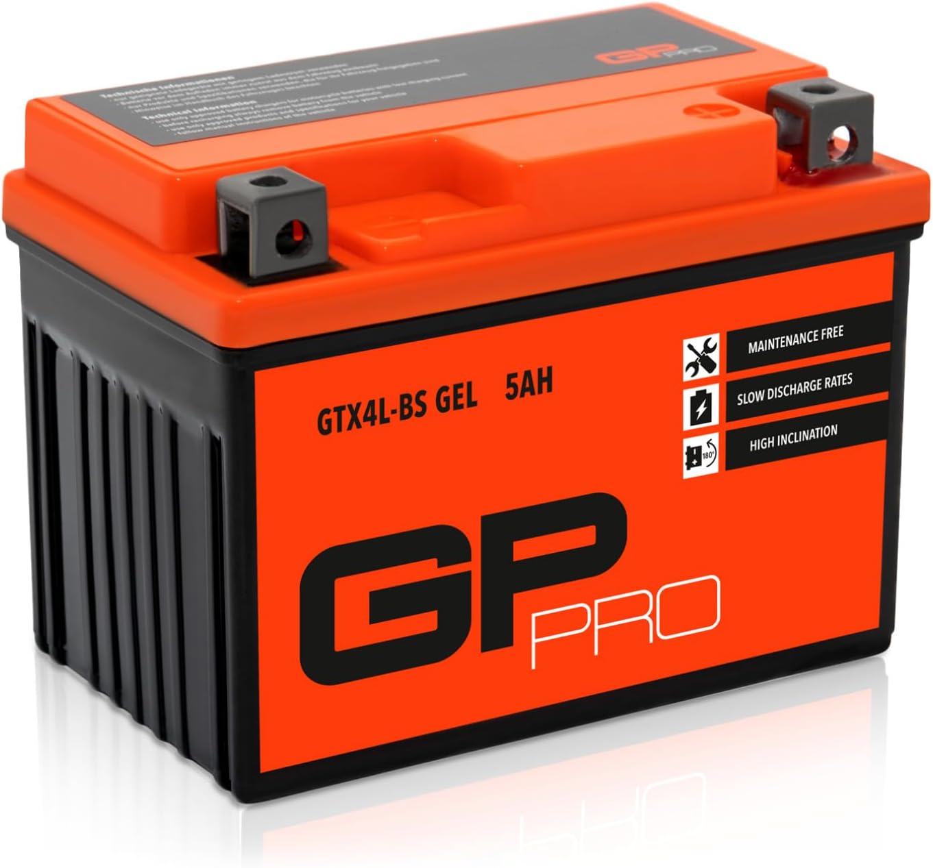 GP-PRO GTX4L-BS 12V 5Ah GEL Batterie de démarrage (semblable à YTX5L-BS / YTX4L-BS) (Sans entretien / Scellé) Scooter Accumulateur