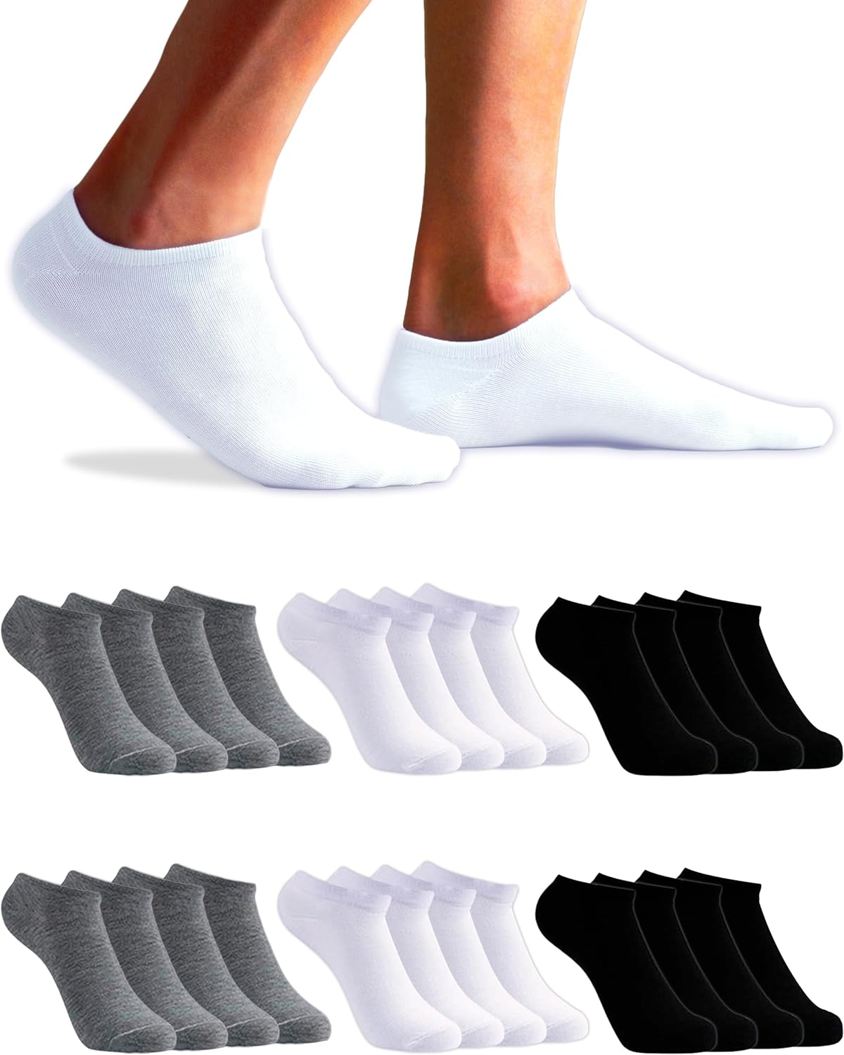 12 Paires Chaussettes Basses Homme et Femme - Socquettes Homme et Femme - Socquettes Courtes Coton Respirant