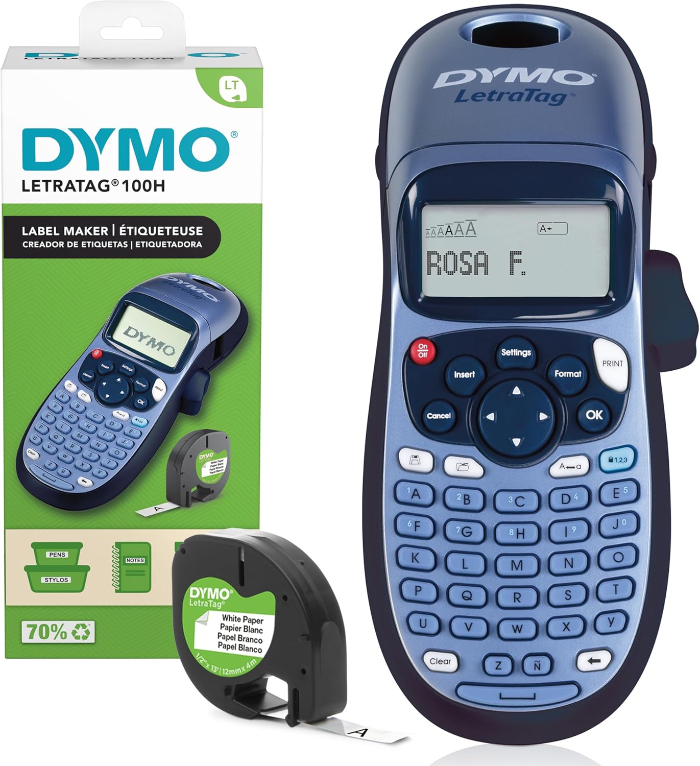 DYMO LetraTag LT-100H étiqueteuse portative | Imprimante d'étiquettes autocollant thermique sans encre | avec clavier ABC