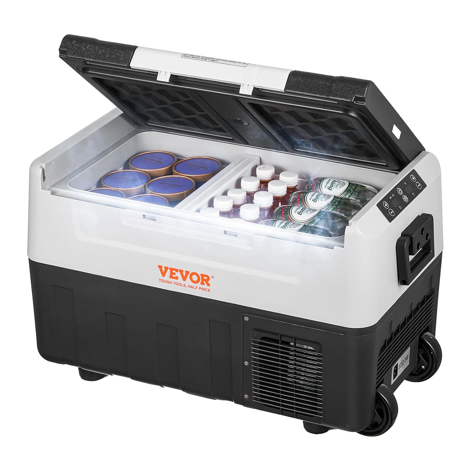 VEVOR Glacière Électrique Portable de 35 L Réfrigérateur de Voiture Portable 12/24 V CC 100-240 V CA Frigo Voiture Double Zone 0,6 kW.h -20 °C à 10 °C Réglable Congélateur pour Camion Bateau Camping