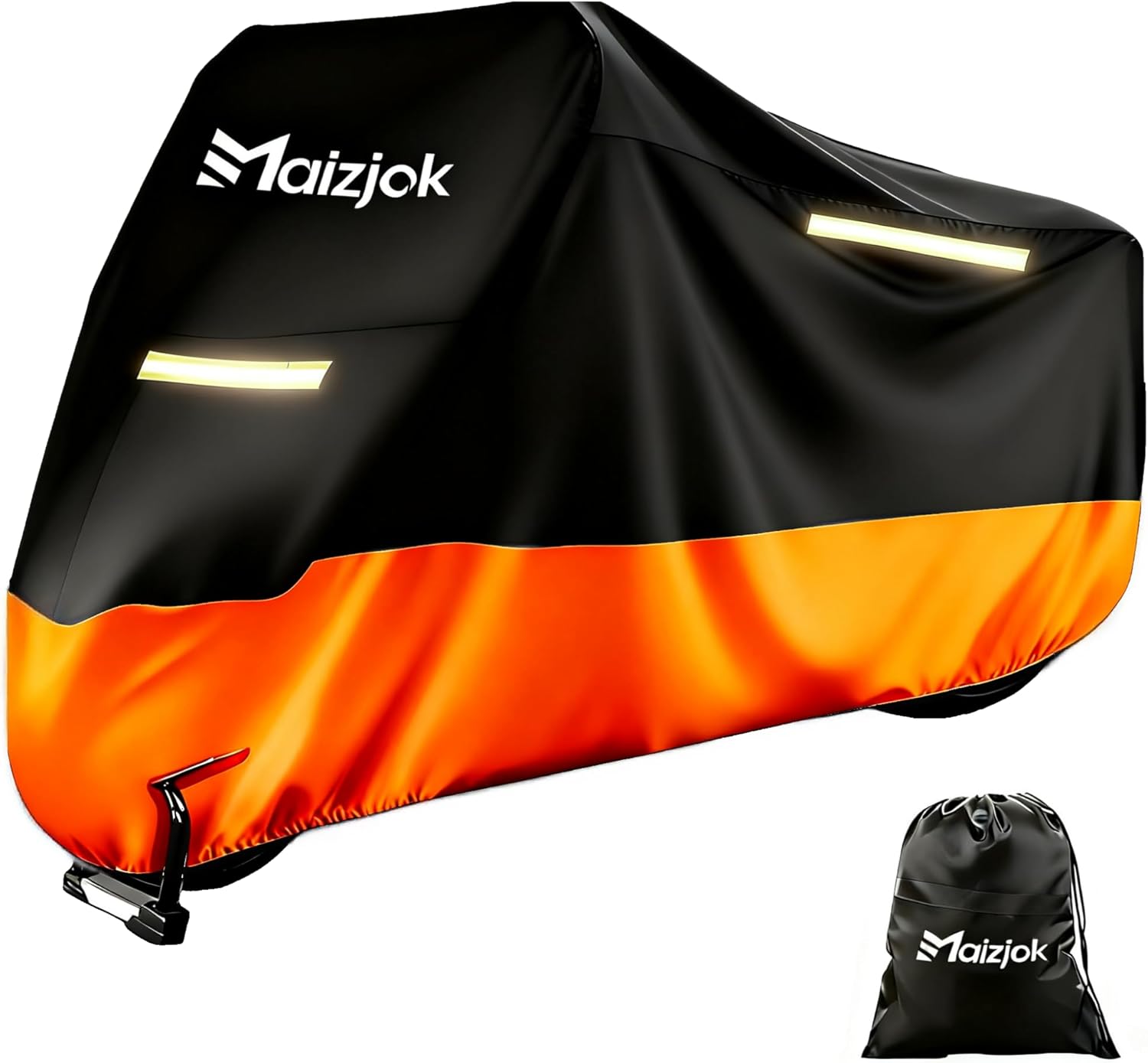 Maizjok Bache Moto Exterieur Etanche, Housse Moto Impermeable Interieur 210D Protection au Pluie poussière UV Hiver Été, Couverture pour Scooter Mobylette Trail/Street/Scrambler (245x105x125cm)