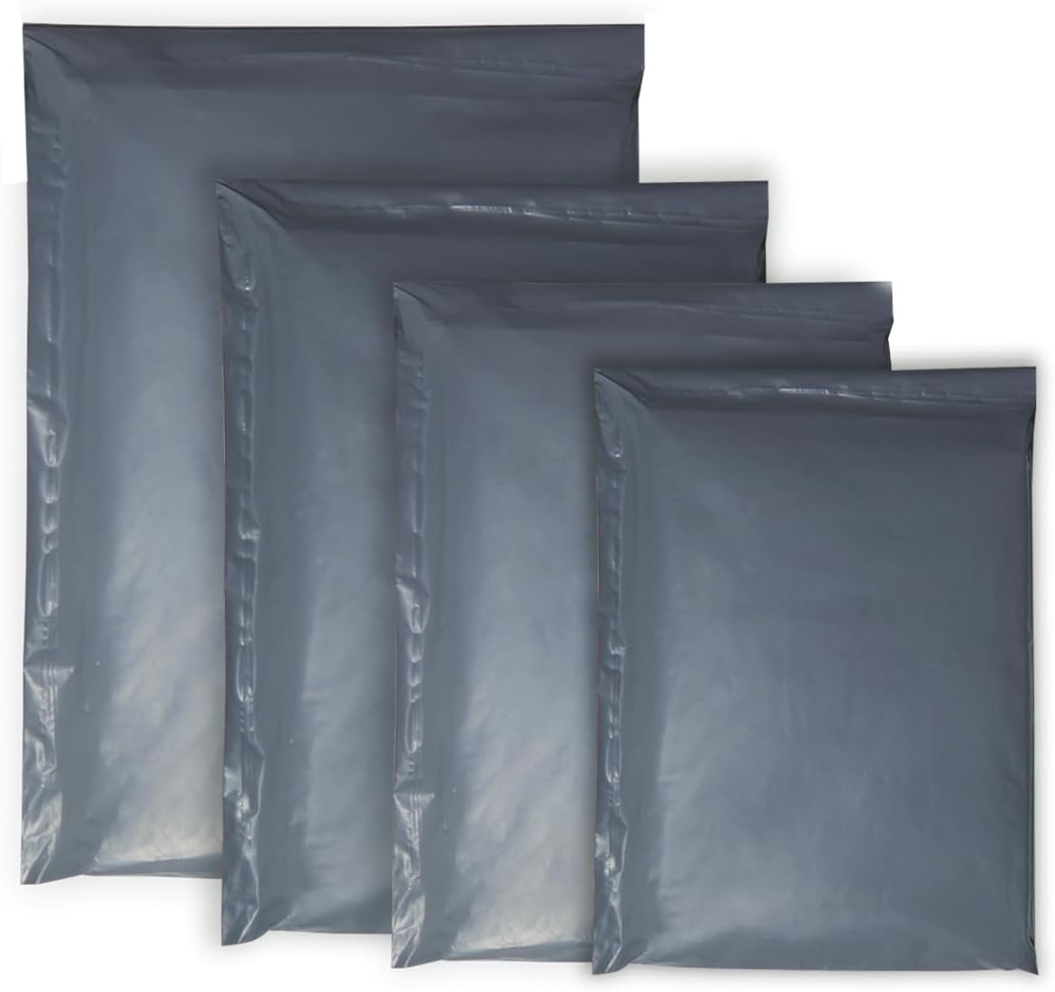 Double Dragon 60 Mixed Size Self-Seal Mailer Bags | Tamper-Proof Plastic Packaging for Mailing, Postage, Shipping & Delivery | Grey (4 Sizes | Small to Large | 15 each)