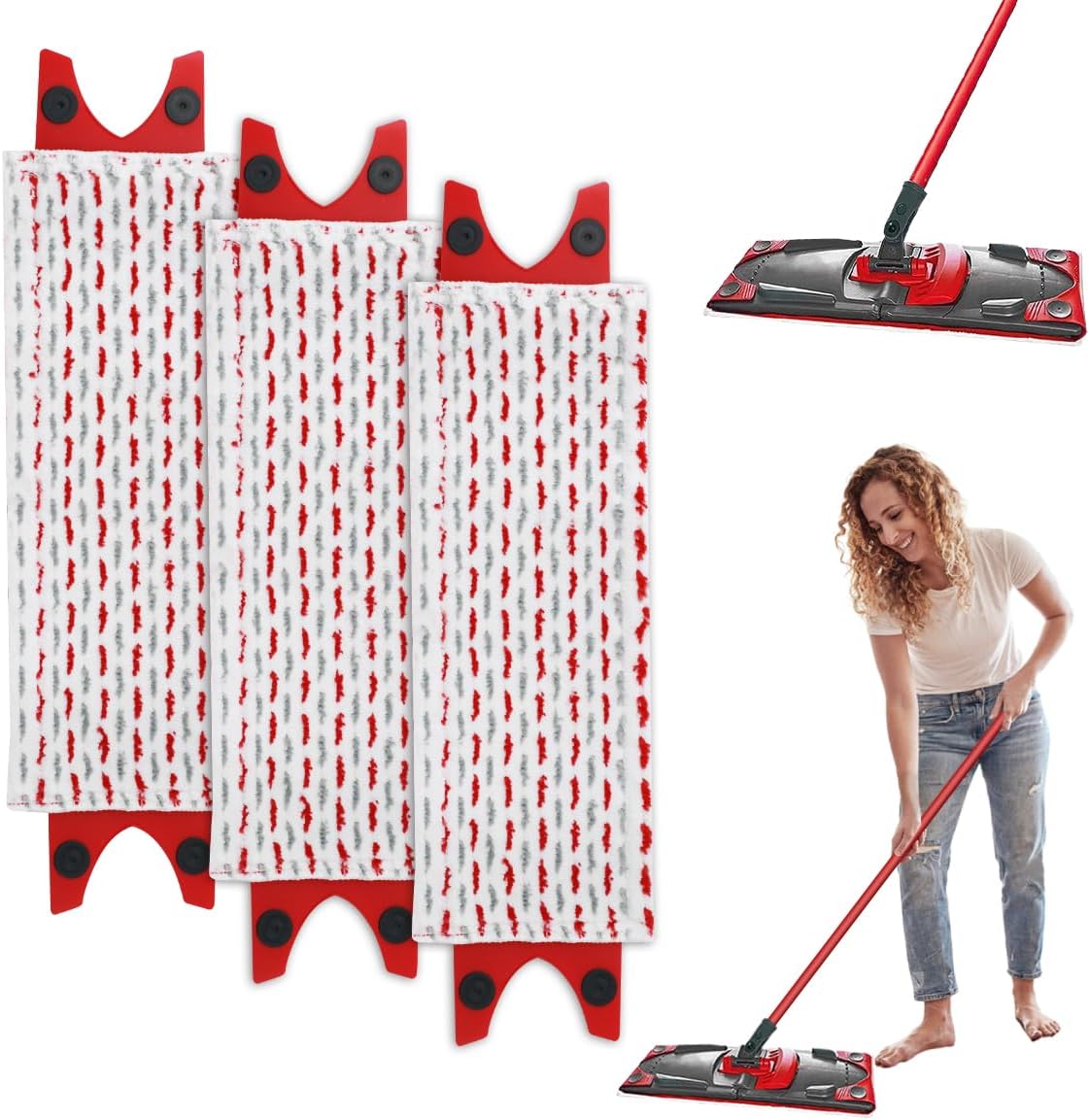 3 Pièces Serpillere Recharge pour Vileda Balai Microfibre Kit, pour Vileda Ultramax Mop/UltraMax Plus/Easy Wring UltraMax Absorbante Recharge, pour Enlevez Les Taches Sales Gardez Le Sol Propre