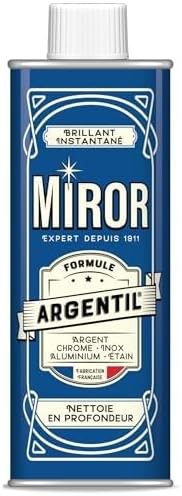 Miror Argentil - Nettoyant Inox, Argent, Chrome, Etain brillant, Nickel, Aluminium Et Acier - Nettoie & Fait Briller - Efficace Pour Argent Et Métal - Anti-oxydant - Fabriqué En France - Facon 250mL