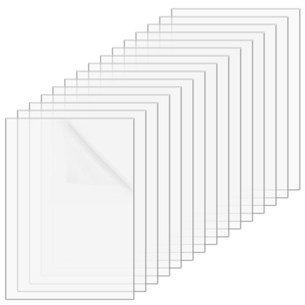 NAROSEBE 15 Pcs Plaque Acrylique Transparente 29.7x21cm, Panneau Acrylique Transparent 1mm, Feuilles de Panneau Transparentes A4, Feuilles Acryliques avec Film, pour Affichage Photo Peinture DIY