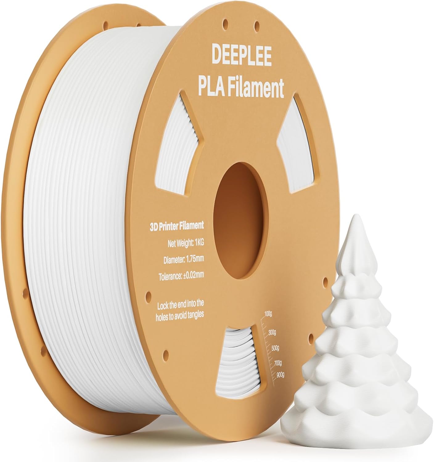 DEEPLEE Filament PLA Blanc 1kg de 1.75 mm avec Haute Précision de +/- 0,02 mm 1 Bobine pour Imprimantes 3D FDM