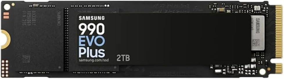 Samsung SSD Interne 990 EVO Plus, NVMe 2.0 PCIe 4.0 x 4 / 5.0x2, 2 To, Vitesse de lecture jusqu'à 7250 Mo/s, Idéal pour le gaming et la bureautique, MZ-V9S2T0BW