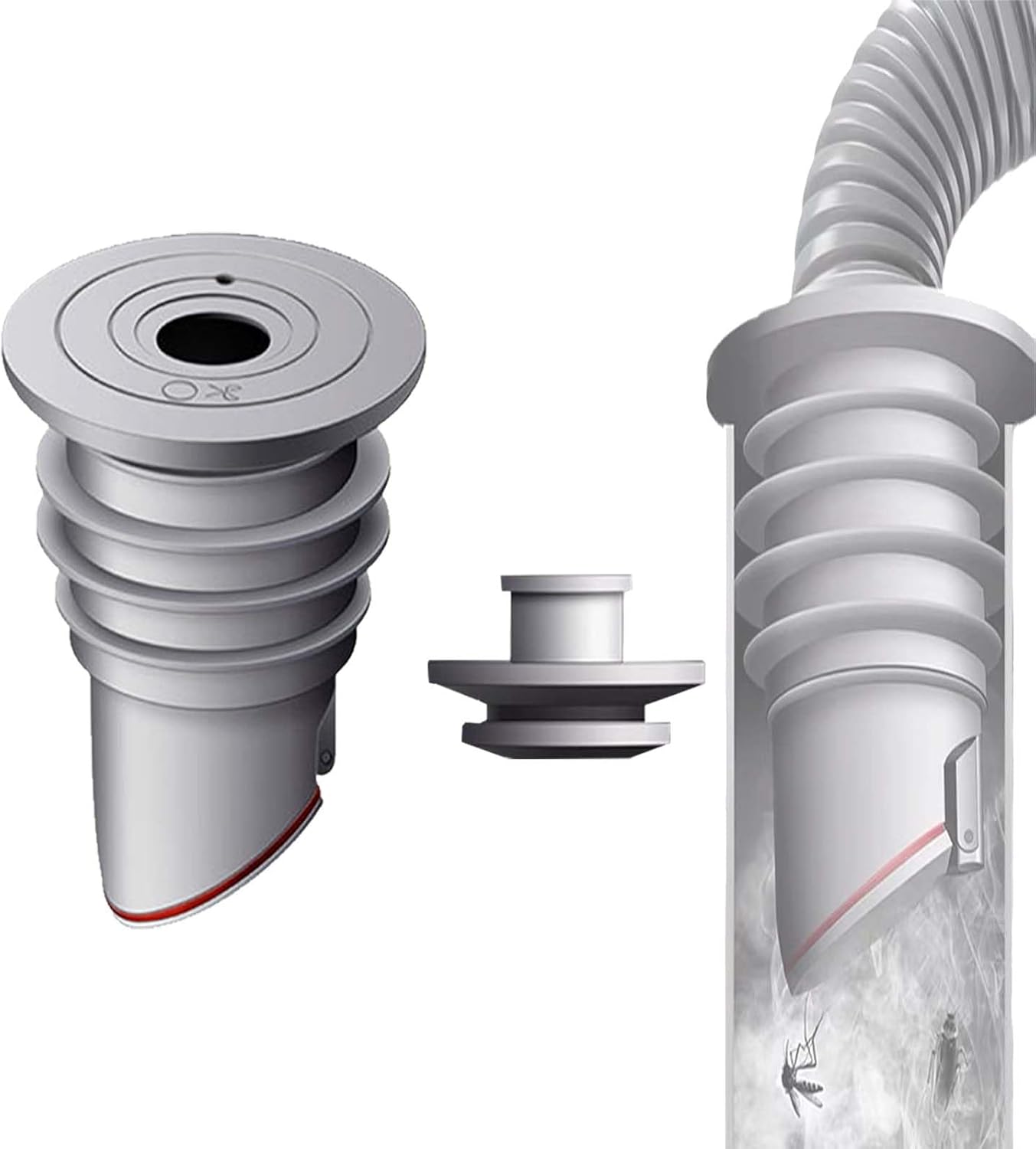 Joint de Tuyau de Machine à Lave WISIRENT, 35-40mm Gris Joint de Tuyau de Vidange de Machine à Laver avec Bouchon d'Étanchéité en Silicone, Tuyau pour Machine à Laver pour Cuisine Domestique