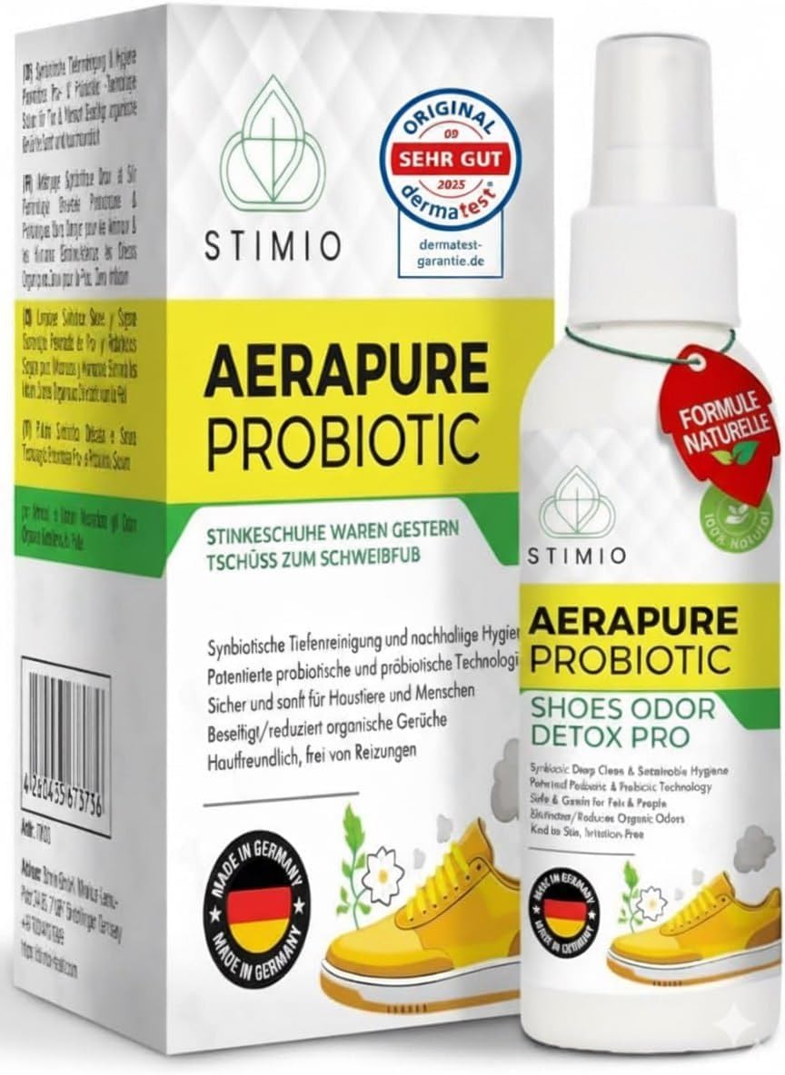 Stimio – Fini les chaussures qui puent ! Spray probiotique & enzymatique – Élimine naturellement les odeurs de transpiration – Efficace, écologique et sans produits chimiques – Fraîcheur garantie