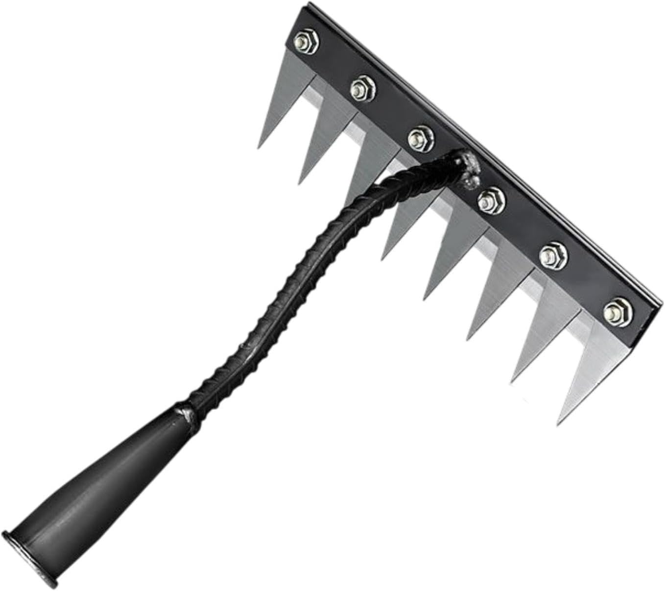 Rateau de Désherbage, Rateau Jardin, Rateau Bertaus, Outillage de Jardin, Râteau de Désherbage de Jardin en Acier Au Carbone, Outil Manuel des Mauvaises Herbes Remover, Griffe de Jardin, 8 Dents