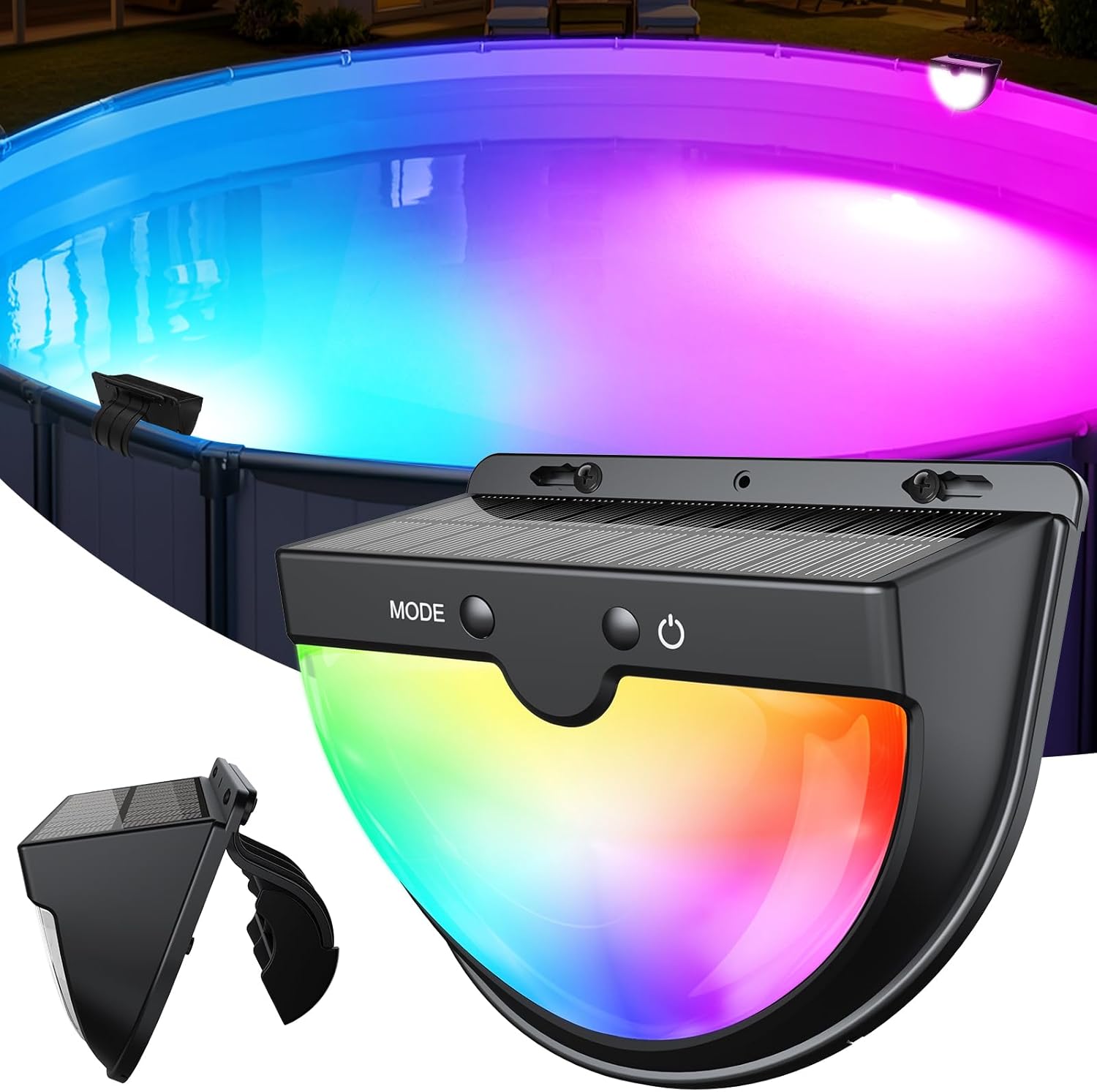 DeeprBetter Lumiere Piscine Hors Sol Solaire, Lampe Piscine LED Etanche à RGB Couleur Changeant, 2025 Amélioré Eclairage Piscine avec 10 Modes de Lumière, LED Piscines Sans Fil pour Jardin Décoration