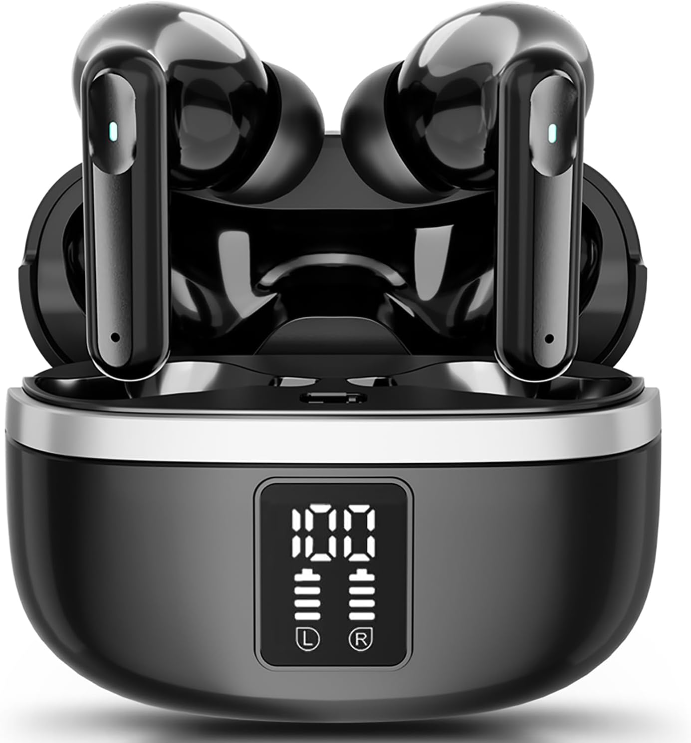 JBMI Ecouteurs Bluetooth sans Fil, Écouteurs sans Fil Bluetooth 5.3, 4 Micro ENC Anti Bruit, Basses Puissantes, 60H de Lecture, étanchéité IPX7, Oreillette pour iphone Android