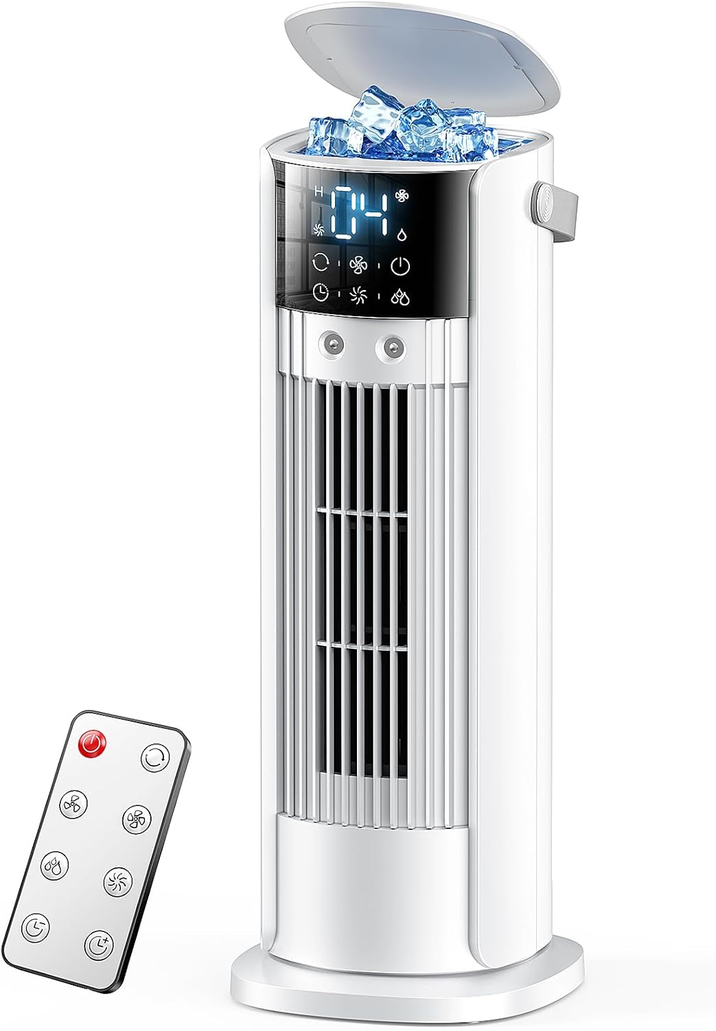 Climatiseur d'Air Mobile 4 en 1 Rafraichisseur d'Air Portable 700mL,Mode Tempête,3 Brise Naturelle 3D Sommeil,Double Brumisation 10H Minuterie 90° Oscillation pour Chambre et Bureau