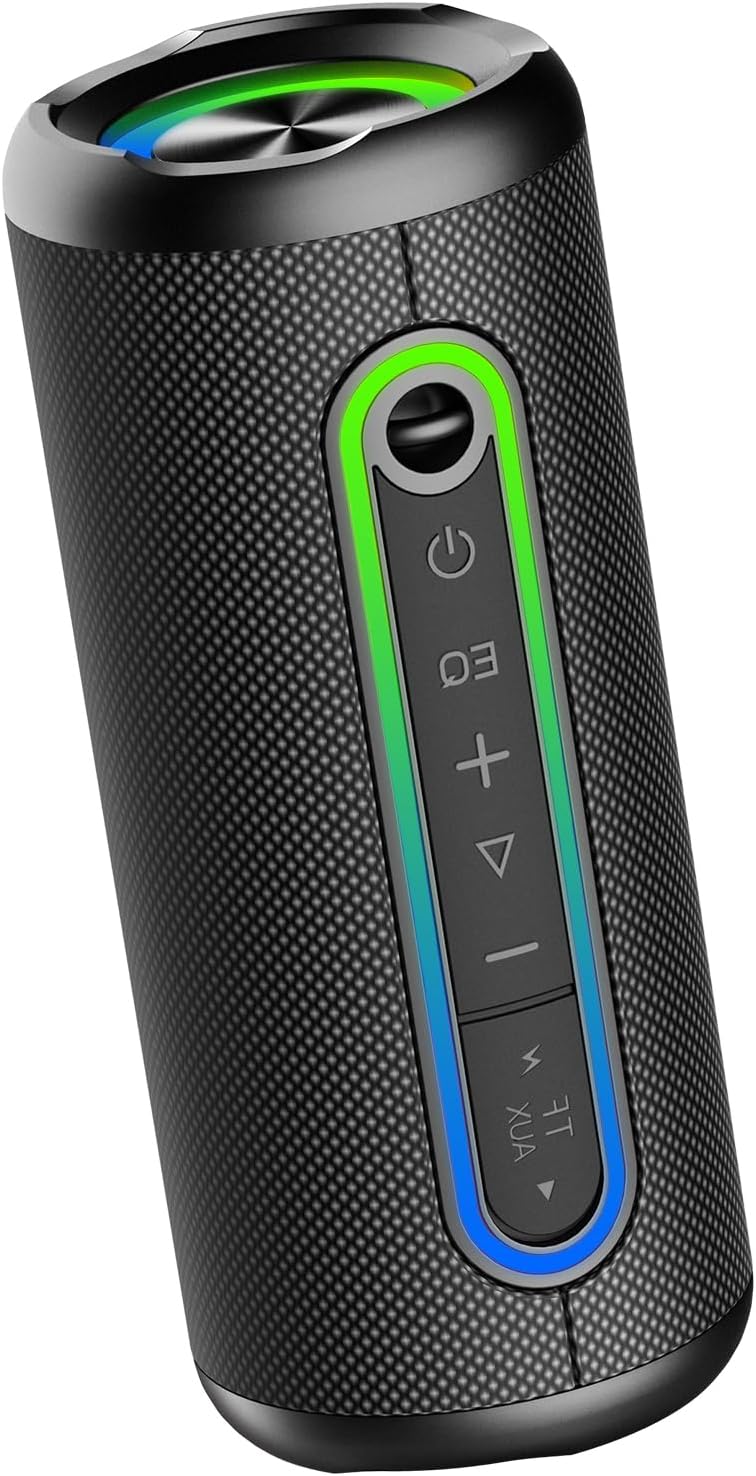 Enceinte Bluetooth Portable 5.4 sans Fil avec Bass Puissantes, 30W Son Surround à 360 degrés, Autonomie 30 hrs,Appairage TWS, Haut Parleur Bluetooth étanche IP7,pour l'extérieur/La Fête/Voyage, Noir