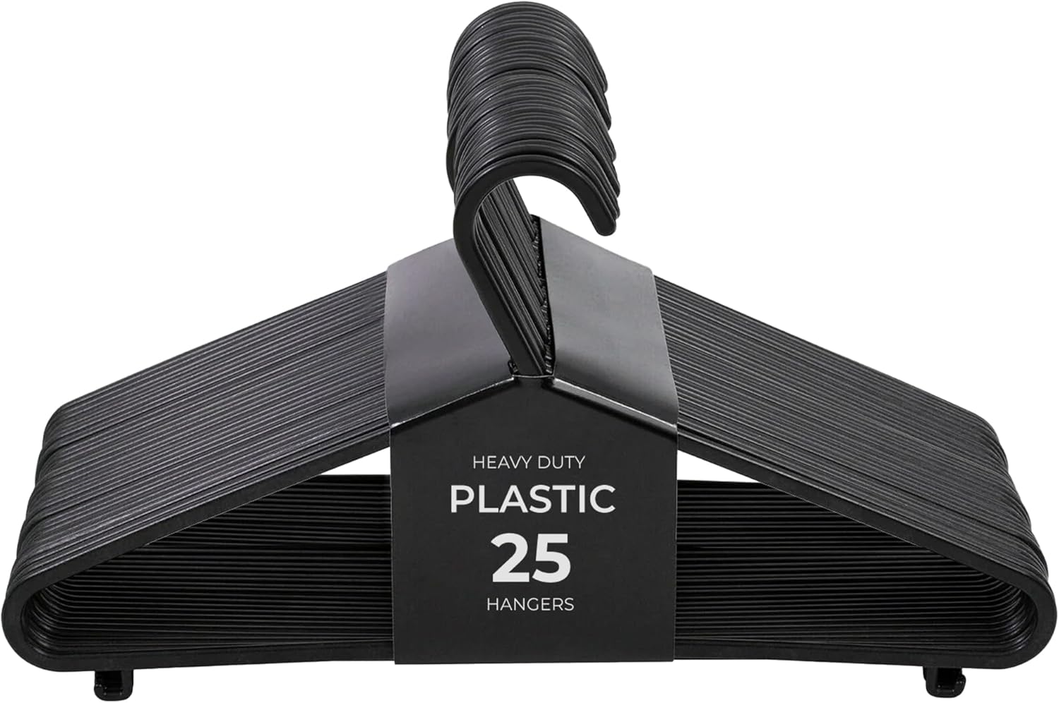 Roe Tenpo Lot de 25 cintres Noirs en Plastique pour Adultes - Durables et légers - Antidérapants - Design Peu encombrant pour Chemises, Vestes, Pantalons et Plus Encore