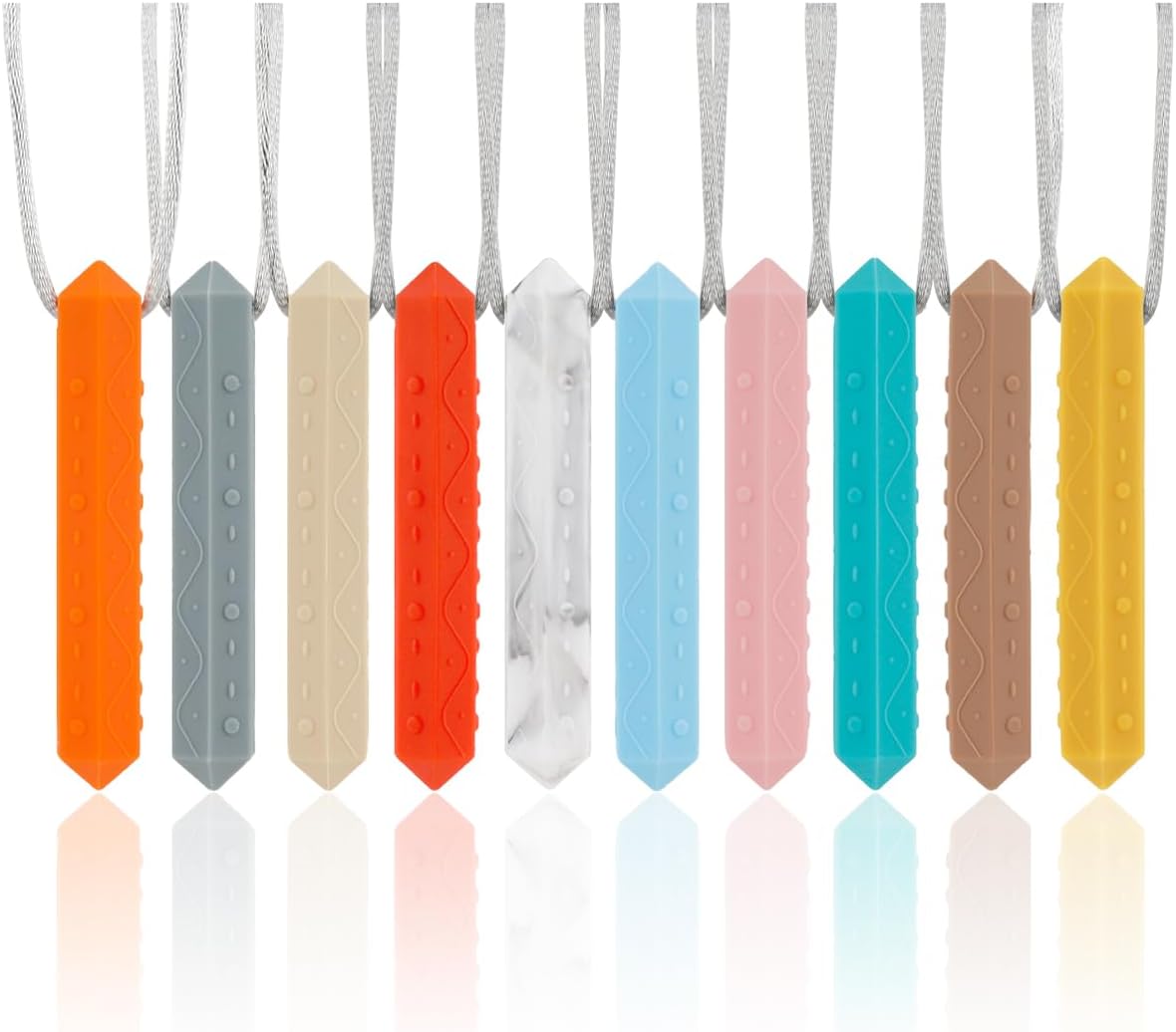 Collier de Mastication Sensoriel, 10 Pièces, Chewy Tube pour Enfants TDAH, 3+ Ans