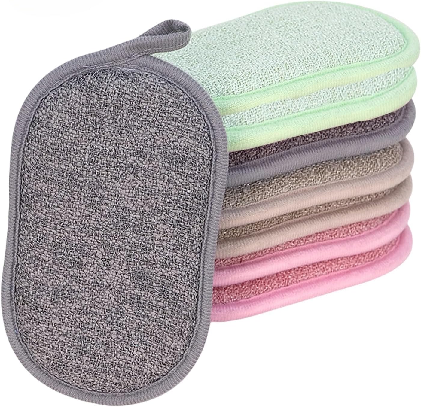 8 Pièces Éponges Réutilisable Lavable,Éponge Vaisselle Lavable Microfibre Doubles Durable et Anti Rayure et Multi Éponge à Récurer pour Vaisselle Cuisine, Salle de Bain, Verre (8 Pièces)