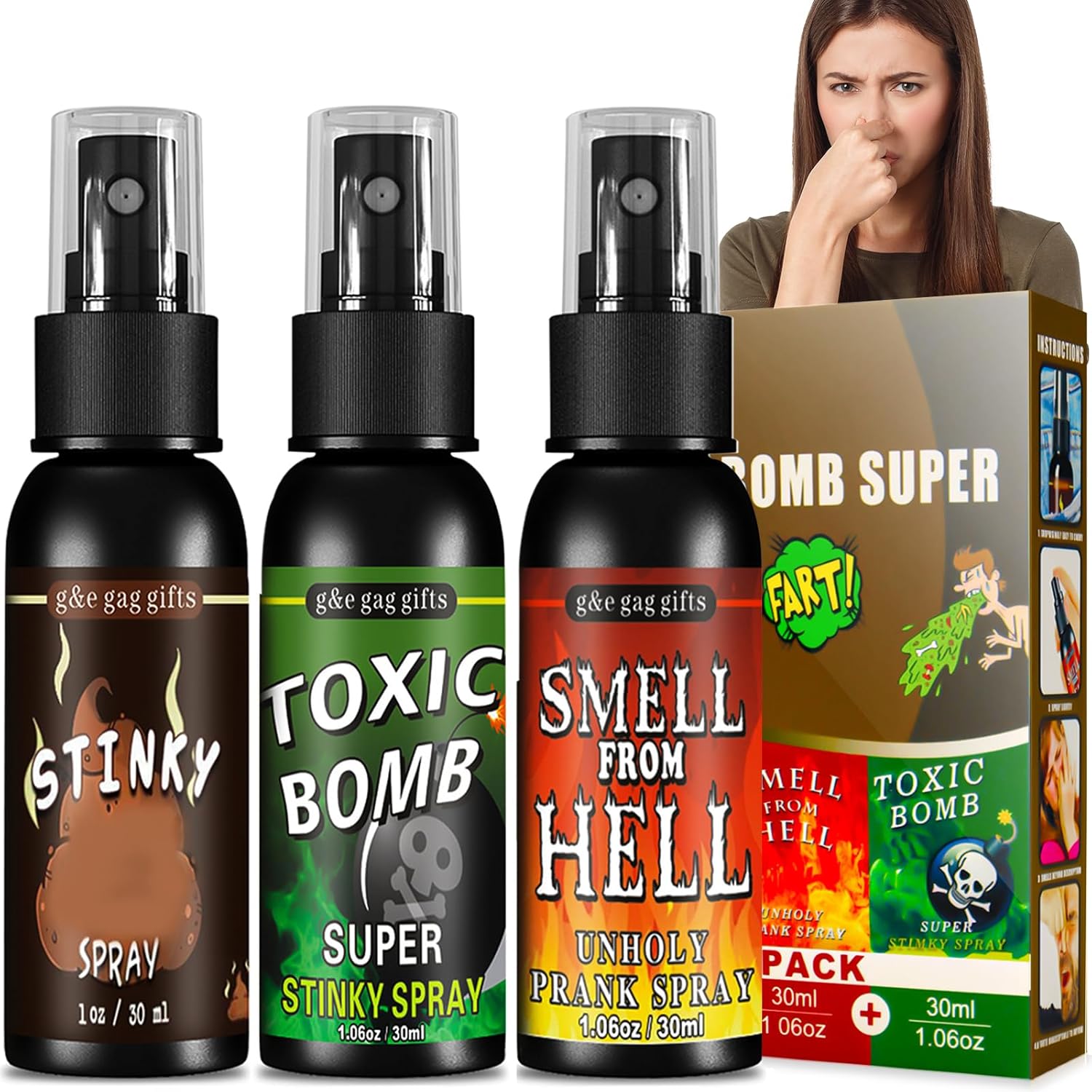 Spray Puant Boule Puantes Puissante - 3 Pièces Spray Qui PUE Le Caca La Merde Fort, Fart Spray pour Farces et Créer Atmosphère