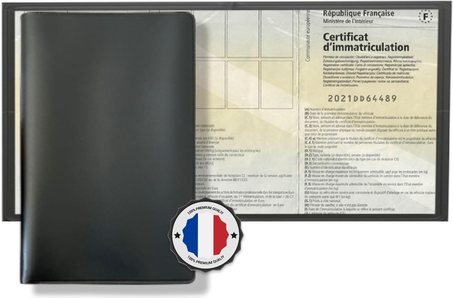 Jolis Papiers Étui Carte Grise PVC Noir – 3 Volets Format Européen 13,3 x 26,4 cm – Protège Carte Grise, Permis, Assurance – Souple, Résistant, Marque Française