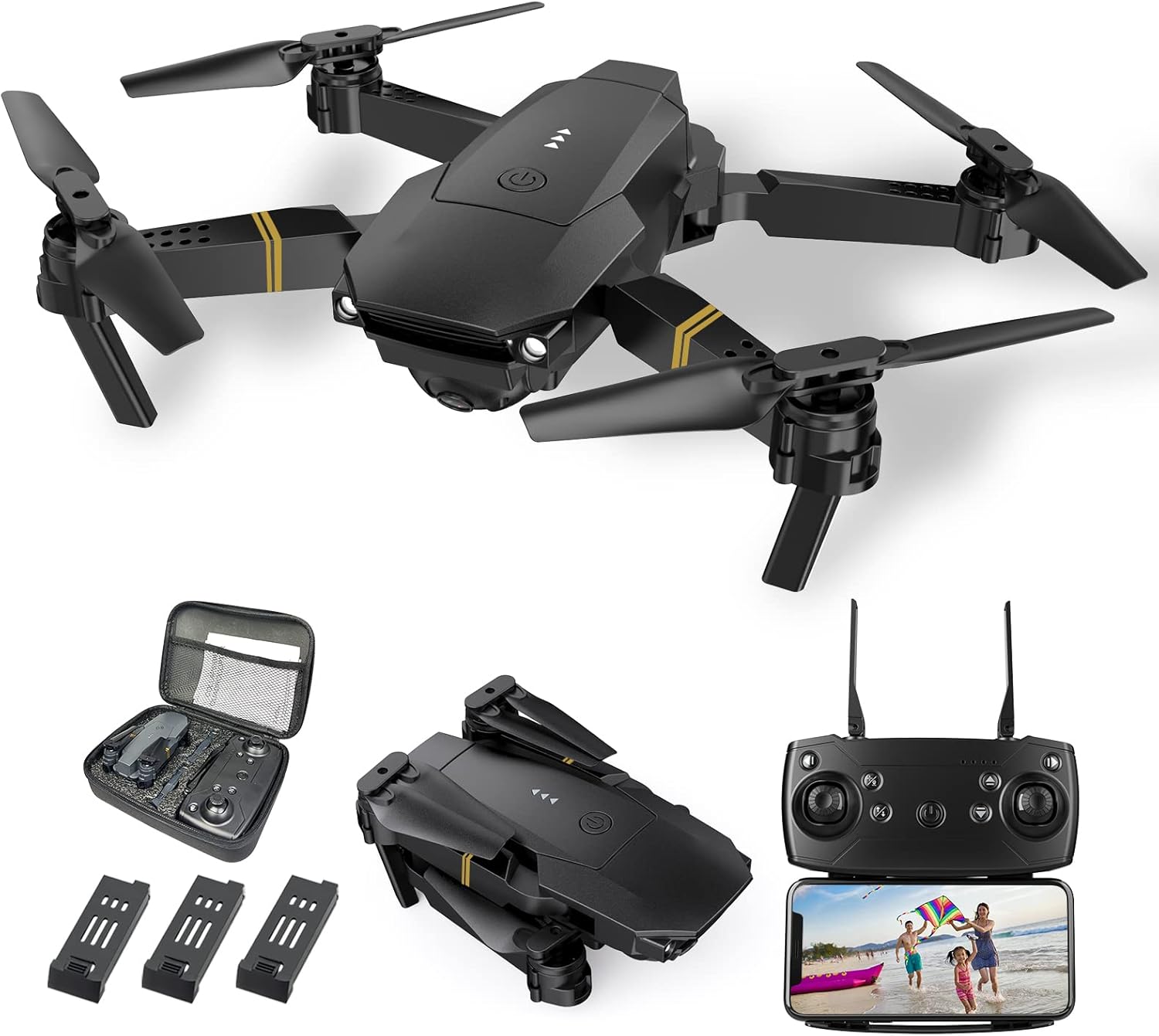 Drone avec caméra 1080P débutant RC Quadcopter, drone pour enfants, FPV Live Video, Altitude Hold, One Key Take Off/Landing, 3D Flip. Cadeaux pour filles/garçons