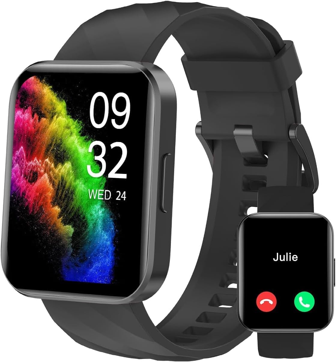 Montre Connectée Homme Femme Montre Sport Appel Bluetooth Smartwatch Etanche IP68 Podometre Cardiofrequencemetre Oxymetre SpO2 Multisport Notification Chronometre Cycle Menstruel pour Android iOS Noir