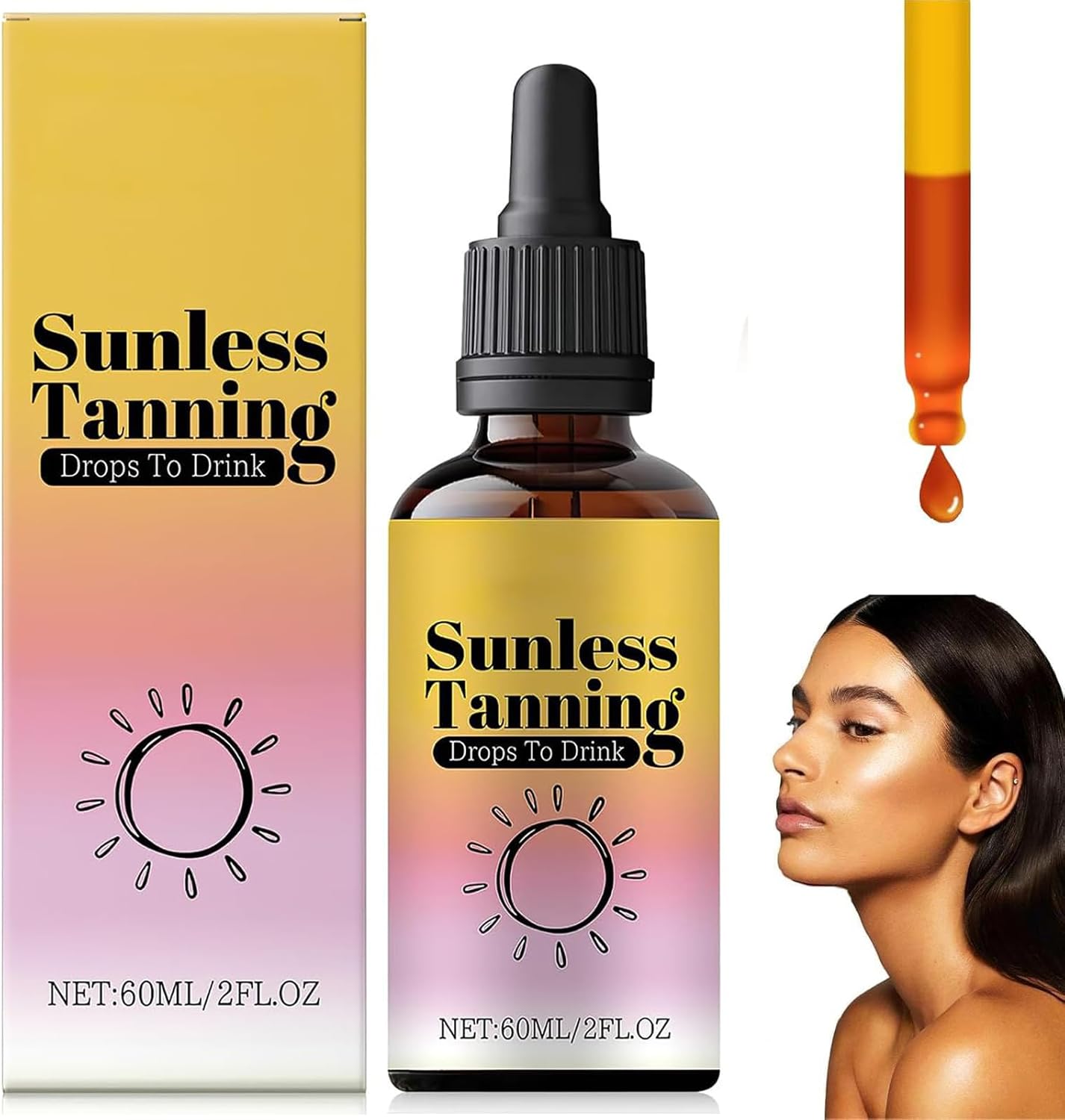 Autobronzant a Boire, Gouttes Autobronzantes a Boire, Gouttes Bronzantes Sans Soleil, Sunless Tanning Drops Pour Stimuler Naturellement La Mélanine, Améliorer Votre Teint Naturel (A)