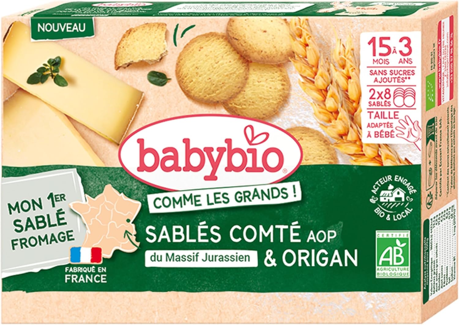 BabyBio Sablé comté AOP du Massif Jurassien & origan