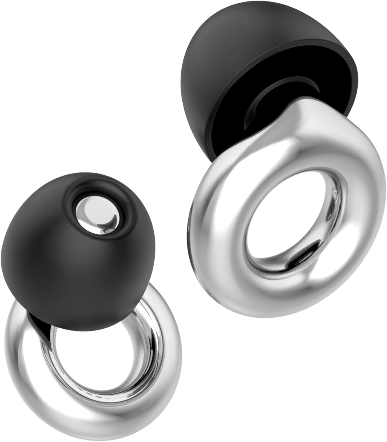 Bouchons d'oreille, Bouchons d'oreilles anti bruit, Oreillettes reutilisables, Protection auditive super douce et flexible pour le sommeil, la concentration et la sensibilité au bruit(Argent + Noir)