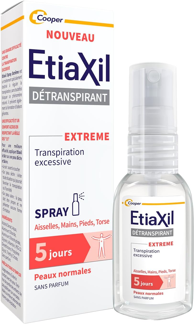 Etiaxil Spray Déodorant Détranspirant Aisselles Mains Pieds Torse 30ml