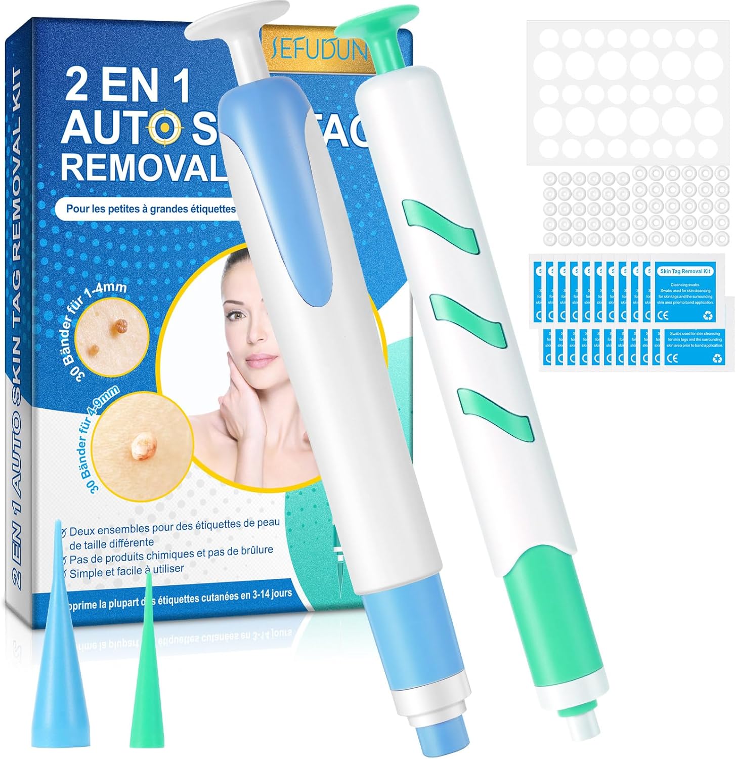 Kit de Acrochordons Traitement, Acrochordons Traitement Efficace, Facile et sûr pour les Verrues et les Grains de Beauté de Petite à Grande Taille (1-9 mm)