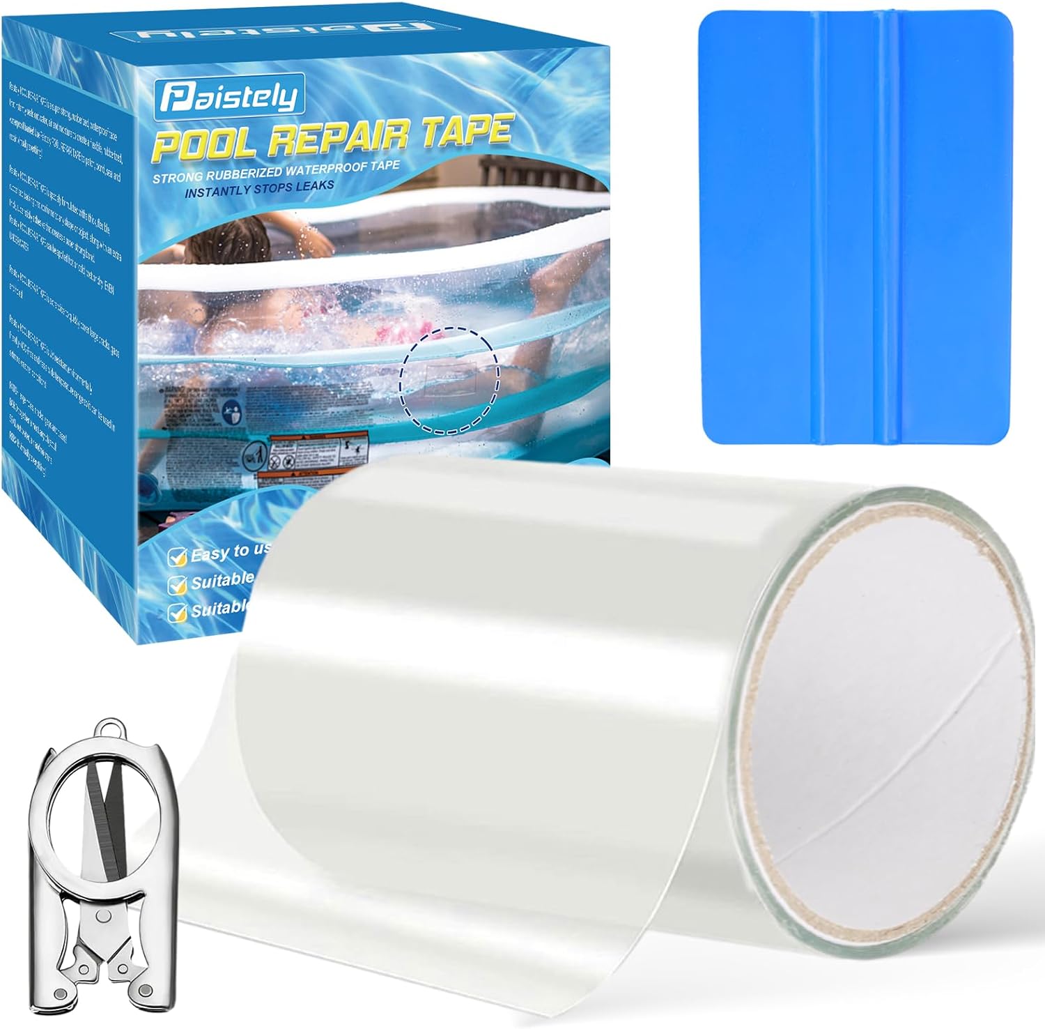Kit Reparation Piscine, Kit Réparation Liner Piscine Transparent, Ruban Adhésif Réparation Piscine, Ruban de Réparation de Piscine Sous-marine pour Réparer Diverses Surfaces de Piscine (10 * 152cm)