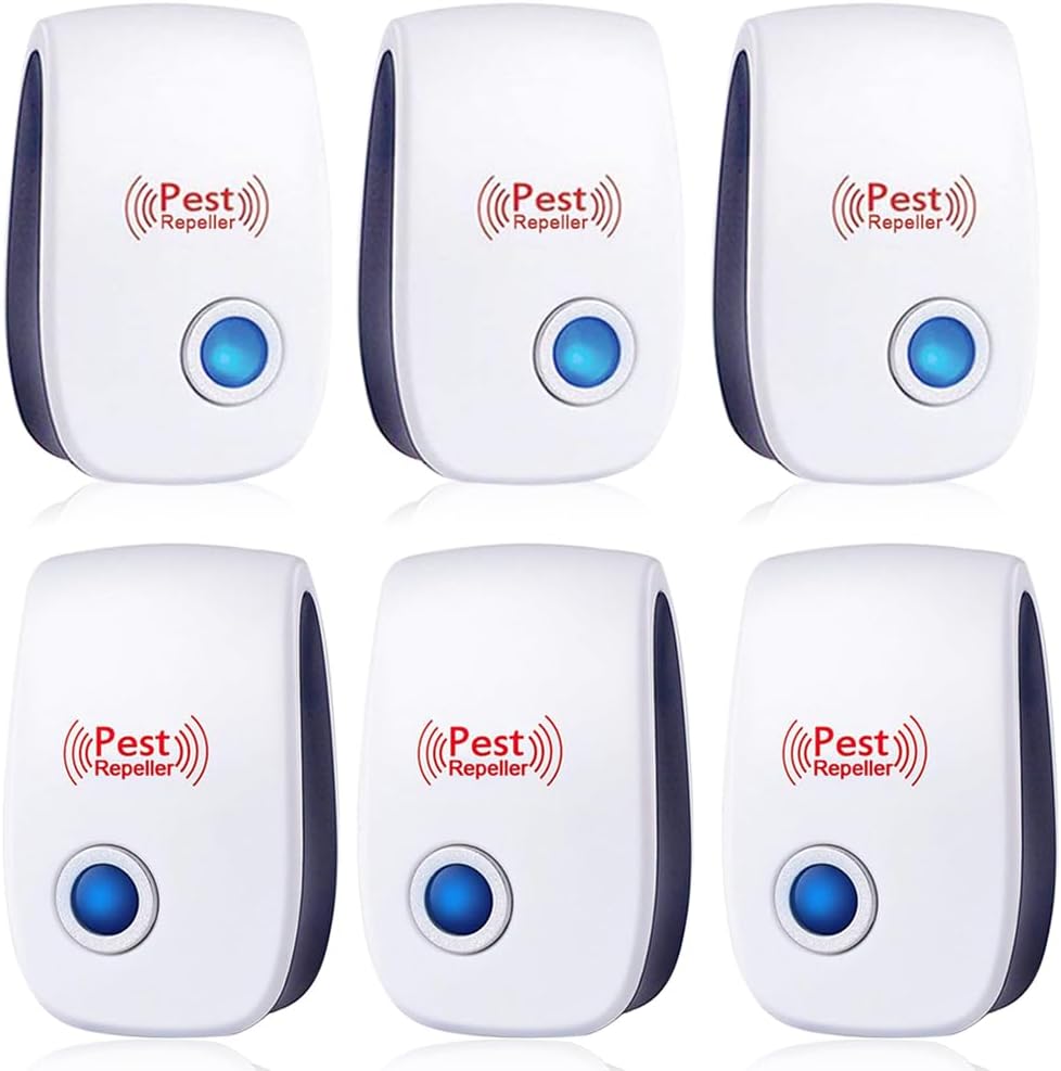 6 Pack Ultrason Anti Moustique, Ultrason Souris et Rats & Insectes Répulsif Électronique, Répulsif Ultrason Anti-Rongeurs Insectes Anti Insectes, Moustiques, Fourmis, Rats, Araignées