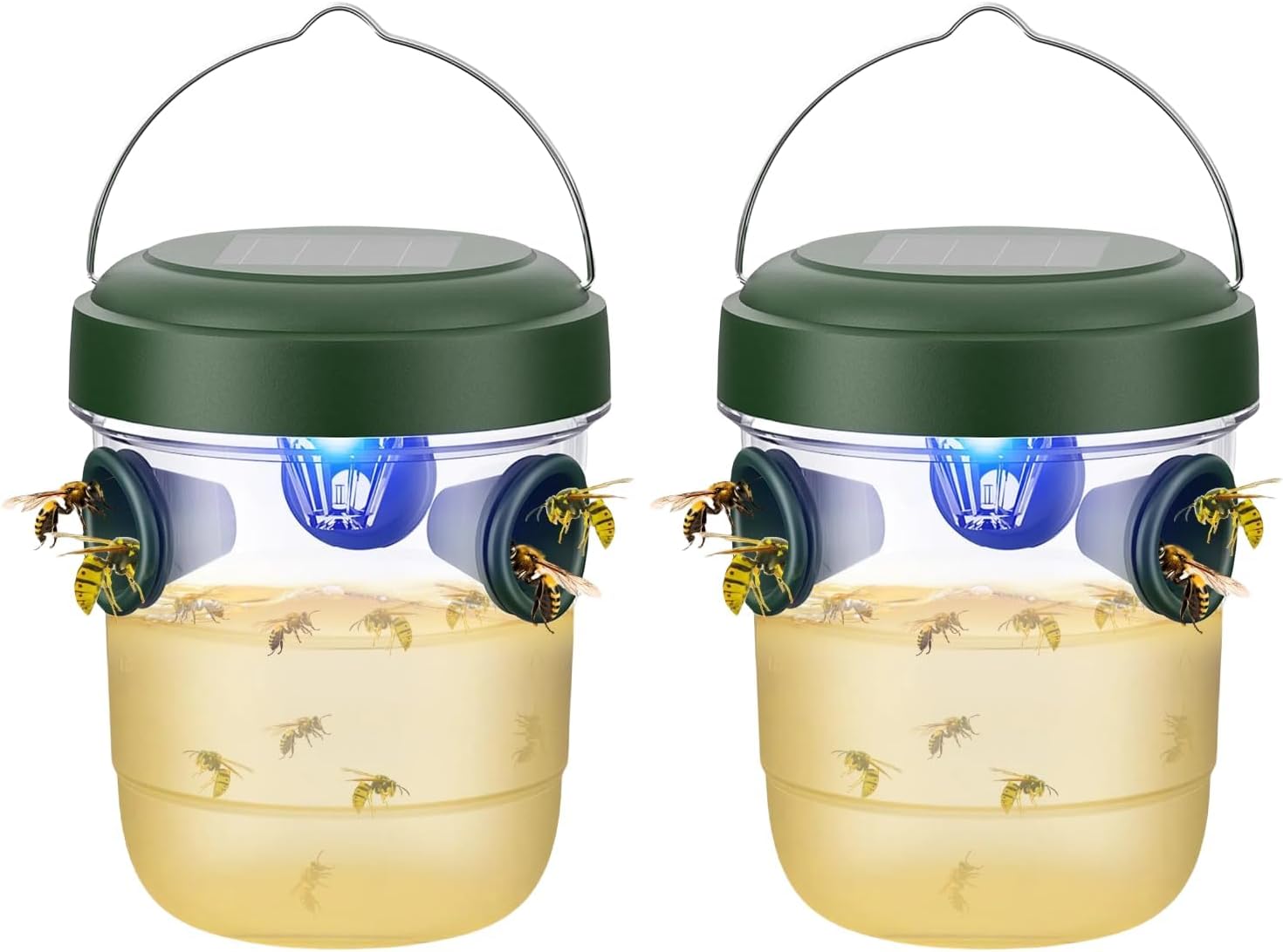 Piege Frelon Asiatique, Piege A Guepes Et Frelons Exterieur À Suspendre Vivant à Double Canal, Kit Piège A Frelon Asiatique Selectif pour Bouteille Plastique Interieur (2) (2)